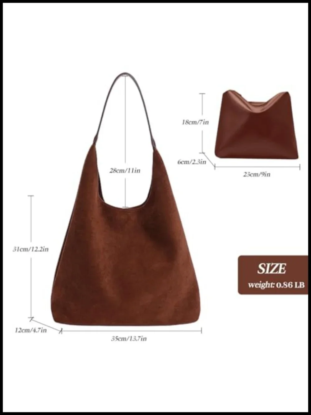 Faux Leather Suede Tote Bag for Women - Large Hobo Shoulder Purse Set